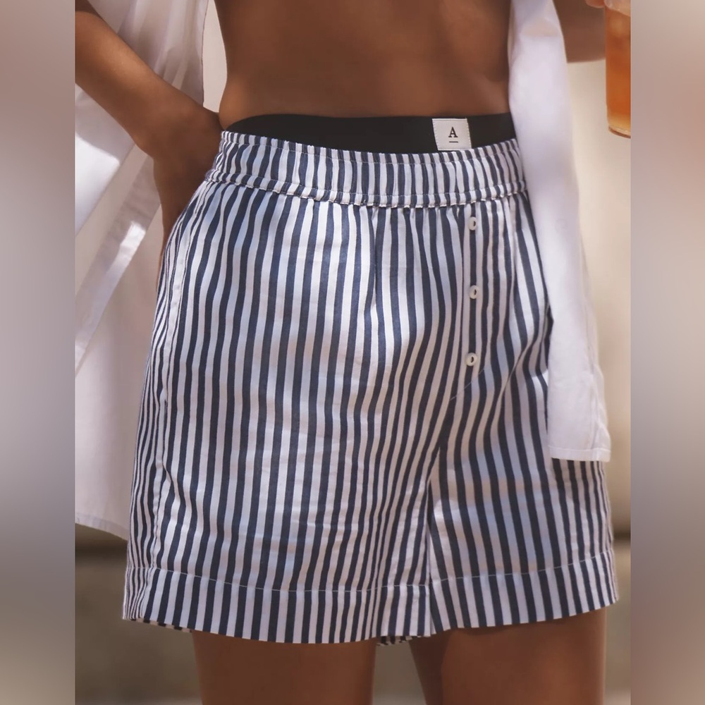 Anthropologie navy striped boxer shorts